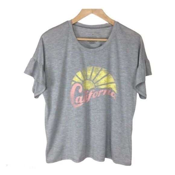 Grayson Threads California Vintage Look Graphic Ruffle Sleeve T-shirt M - Picture 1 of 3
